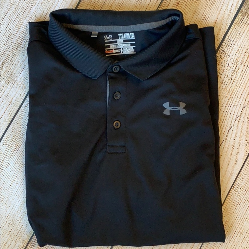 Boys youth XL Under Armour black polo